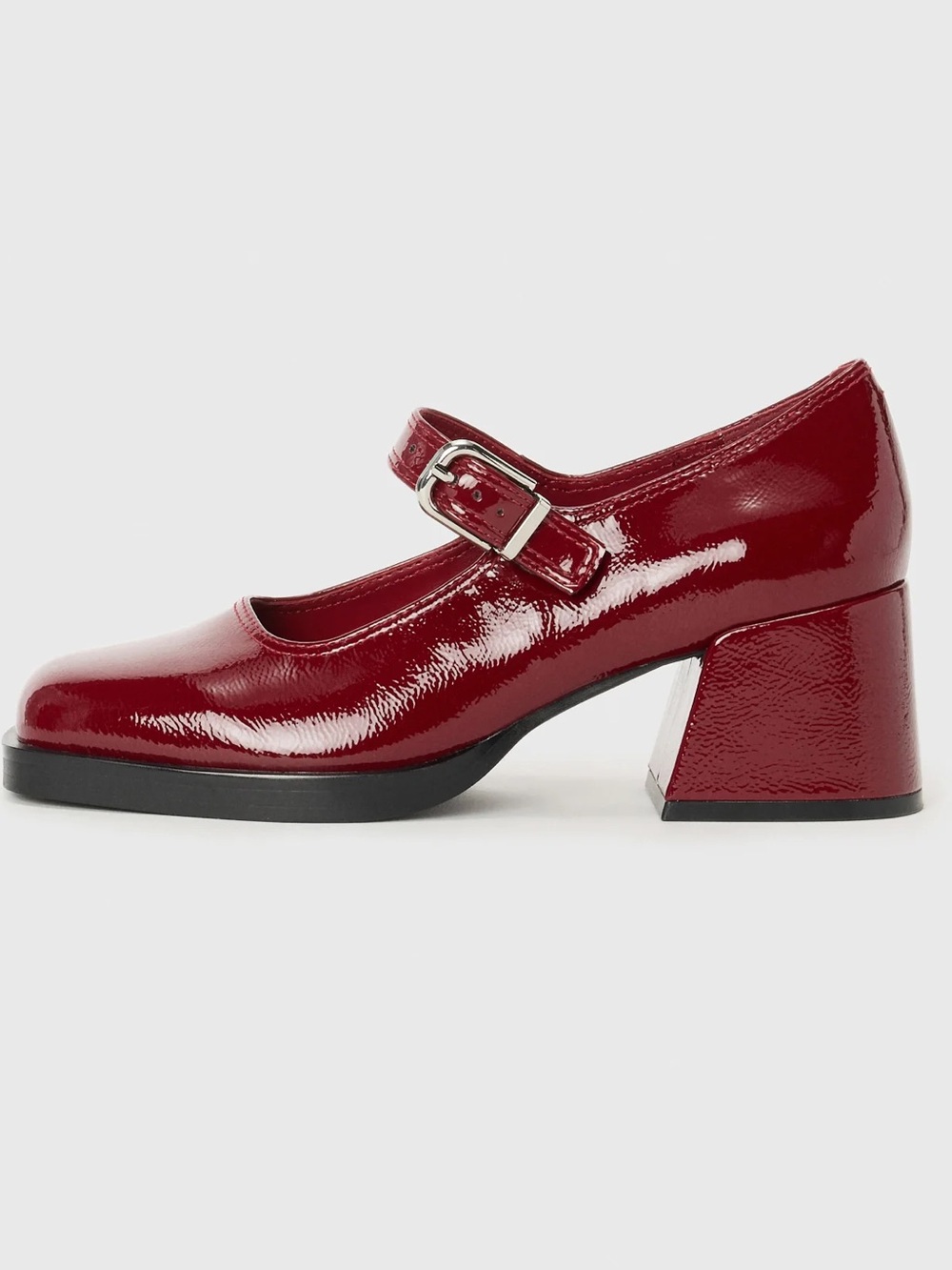 Steve Madden Lisbon Burgundy Patent Mary Jane Block Heel